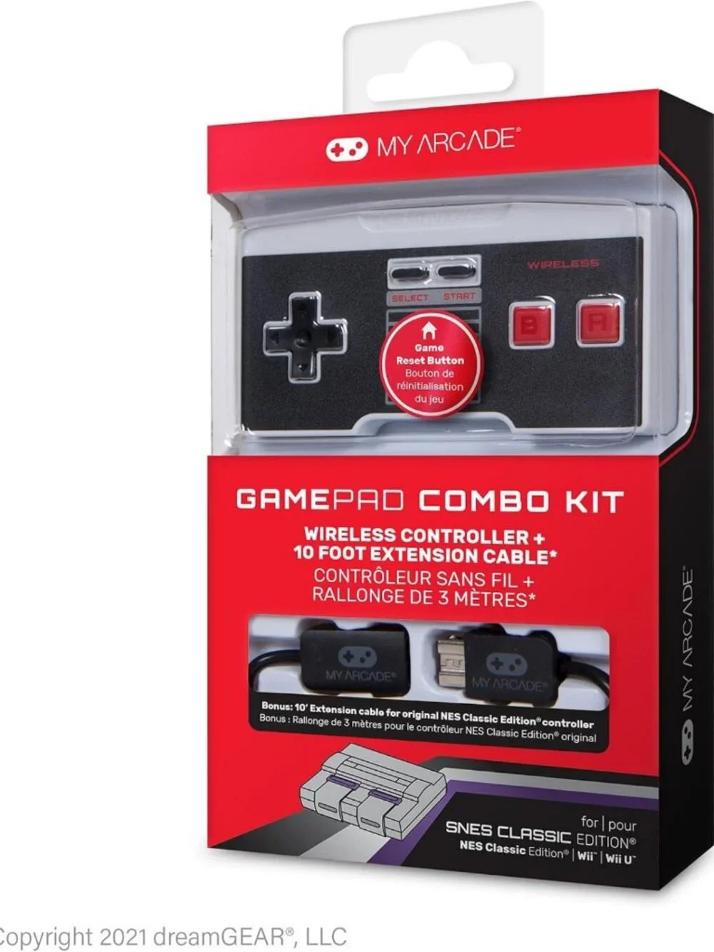 Wireless NES GamePad Combo Kit with 10ft Extension Cable - Retro Gaming